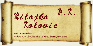 Milojko Kolović vizit kartica